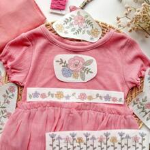 Colorful Printed Water-Soluble Fabric Flowers Pattern Embroidery Stabilizer Embroidery Set For Handmade Embroidery Clothes, Pants, Hats, Bags DIY Decoration Set