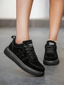 scarpi sportivi casual e confortevoli minimaliste nere con laccio frontale, scarpe sportive da coppia personali per uso quotidiano e campus - nero - Visualizzare 7