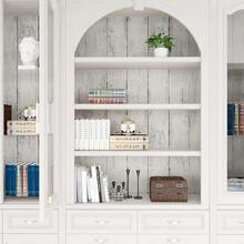 1 卷复古木纹壁纸白色木条自粘可移除乙烯基接触纸厨房橱柜后挡板台面家具翻新卧室背景墙家居装饰墙贴 DIY 易于安装撕下壁纸 45CMX500/300/100CM - 白色 - 查看 9