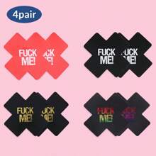 Letter Printed Heart Nipple Cover, Invisible Anti-Bulge Self-Adhesive Sticker, Ladies' Lingerie And Panties Accessories, For Rave