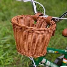 1pc Handwoven Basket, Kids Bicycle Basket, Rattan Look Bike Basket For Children & Adults Electric Bike - Multicolor - View 7