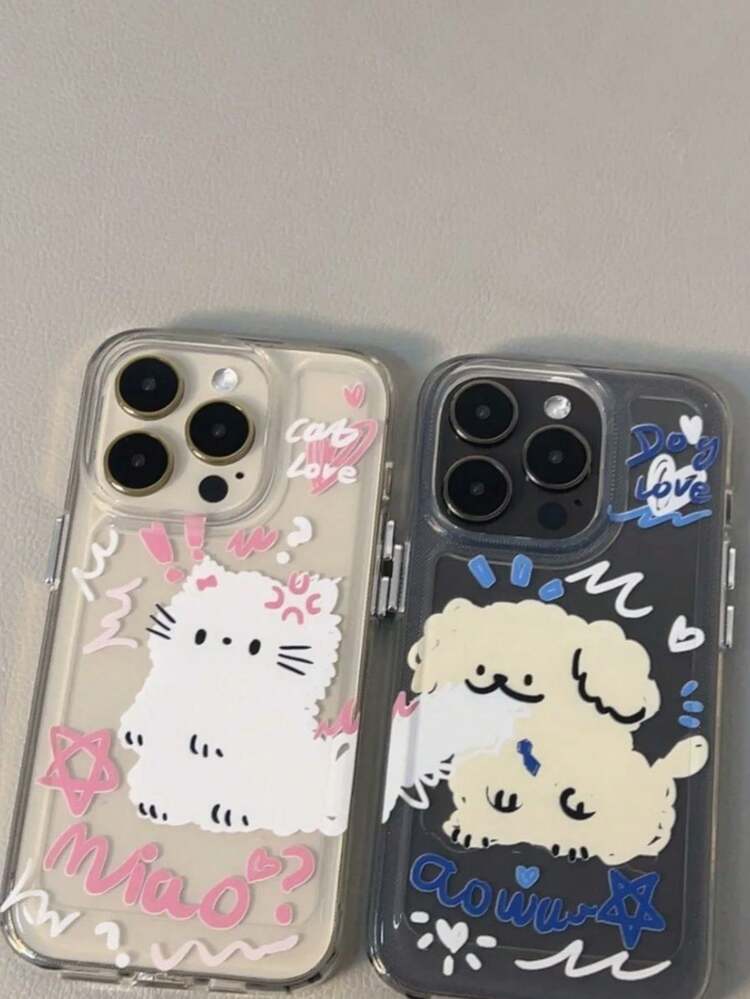 One Ins Cat And Dog Protection Case For IPhone 11/11 Pro Max/11 Pro/12/12 Pro/12 Pro Max 14/14 Pro/14 Pro Max/15/15 Pro Max/15 Pro/16/16 Pro/16 Pro Max/13/13 Pro/13 Pro Max Etc. - 無色 - 查看 5