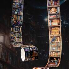 1卷胶带、魔术书柜系列、复古阅读风景PET胶带、剪贴簿用品、笔记本用品、装饰相框、手机壳、水杯、垃圾桶、文具盒、DIY个性贴纸、学校用品、返校用品 - 彩色 - 查看 8