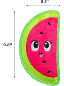 Outward Hound Tough Skinz Durable Squeaky Dog Toy With Two Tough Layers, Watermelon, Red, Medium