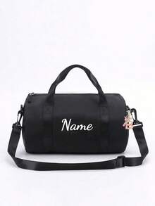 Personalized Dance Bag, Customizable With Your Name. Ideal For Dance, Sports, Latin Dance And Various Occasions. Large Capacity Design Allows It To Be Used As Both A Shoulder Bag And A Travel Bag, Practical And Convenient For Daily Use. Also Makes A Great Gift For Friends And Family. - Black Pink Letter Pendant - View 20
