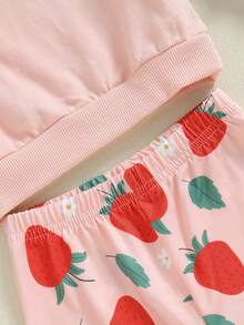 Toddler Baby Girl Clothes Cute Outfits Long Sleeve Sweatshirt Tops Floral Bell Bottom Pant Fall Winter Outfit - 紅色 - 查看 6