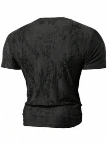 Men Summer Distressed Style Fashionable Casual Versatile Short Sleeve T-Shirt