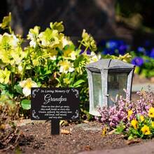 [Acrylic Memorial Stake] Waterproof Acrylic Grandpa Memorial Grave Plaque Stake Markers - Cemetery Grave Decorations Sympathy Garden Stake For Gift Outdoors Yard - Black - View 6