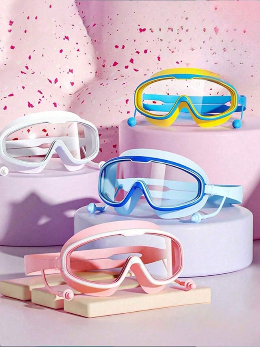 1 件大镜框防水防雾游泳镜，适合成年男女（使用前请撕掉保护膜），海滩必需品，海滩配件，泳池浮板