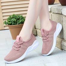 Leisure Sports Shoes, Lightweight Knitted Sports Shoes For Women, Lightweight Soft - Soled Sports Shoes, Laced Low - Top Running And Tennis Shoes, Low - Top Fitness Training Shoes Suitable For Vacations - 粉紅色 - 查看 4