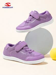 HOBIBEAR Kids Flat Canvas Shoes, Boys Girls Casual Sneakers, Barefoot Wide Fit Walking Shoes, Toddler Crawling Shoes, Comfortable Minimalist Design - Purple - View 3