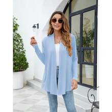 Newchoice Womens Casual Lightweight Long Sleeve Cardigan Soft Drape Open Front Fall Dusters (S-3XL) - 新生兒藍色 - 查看 5