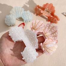 1 Piece Personalised Acetate Rhinestons Shell Holiday Hair Claw Clip Hair Accessories Fashion Hair Clips Fall Winter For Vacation Outfits Woman
