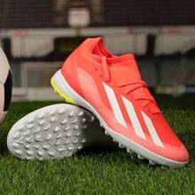 Adidas 足球鞋男 X CRAZYFAST LEAGUE TF碎釘低筒運動鞋 - 紅色 - 查看 5