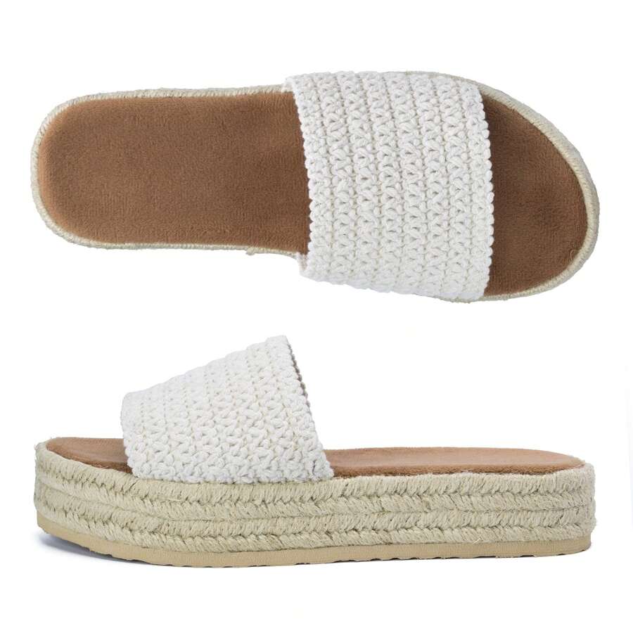 Sandals For Women Wedge Bohemian Slide Lightweight Summer Beach Shoes - Màu be - Xem 1