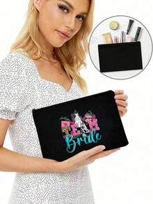 趣味图案印花化妆包，情人节惊喜礼物，旅行小物件包，轻便化妆品收纳包，旅行化妆包，字母拉链收纳包，拉链手提包，时尚实用的化妆包，字母印花化妆包礼物，送给妈妈的化妆包，情人节节日礼物，趣味字母印花女士礼物，女士化妆包，可爱生日圣诞友谊礼物，送给挚友的礼物，新娘纪念品 - 彩色 - 查看 3