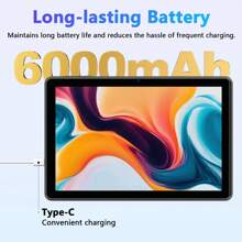 Qetupa 10,1 Zoll Android 14 Tablet-PC, 4GB RAM+128GB Speicher, A523 Octa-Core 2,0 GHz Prozessor, 1280*800 HD IPS Touchscreen, 5MP + 8MP Dual-Kameras, 6000 mAh Akku, 1 TB SD-Kartenerweiterung, BT5.4 & 802.11ac WLAN 2,4G/6G, inkl. stoßfester Lederhülle