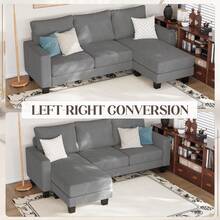 L-Shaped Sectional Sofa, Multi-Seat Modern Sofa With Removable Ottoman, Suitable For Living Rooms, Apartments, Offices,Linen Fabric - Grey - View 5