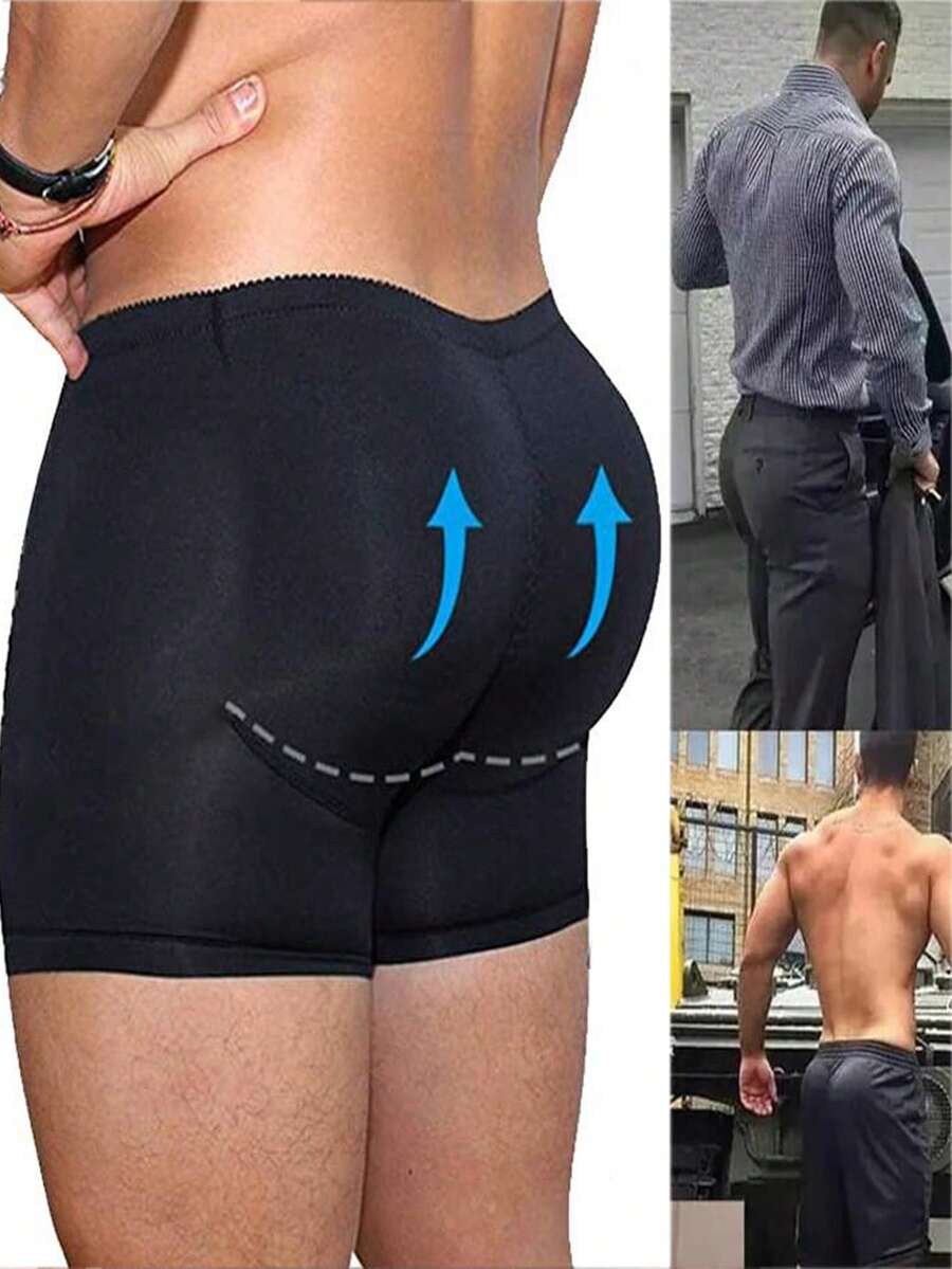 Men Sexy Underwear Shorts Padded Butt Hip Lifter Enhancer Shorts Boxer Briefs Nylon Breathable Shapewear Underpant Menswear Socks Period Lingerie Beige - Black - View 1