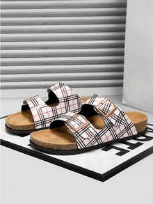 Couple's Luxury Soft Cork Mule Slippers, Retro Buckle Casual Beach Sandals For Men & Women - White - View 3