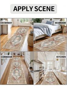 1 pieza Alfombra de área de estilo bohemio gris de terciopelo con cristales, 850g/m², rectangular, antideslizante lavable, decoración del hogar, apta para sala de estar, cocina, comedor, oficina, para todas las estaciones - Gris - Ver 2
