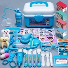 Set de 42 piezas de juguete de doctor, Estetoscopio de enfermera, Juguete de casa de muñecas dental (color aleatorio), Juego educativo de rompecabezas de doctor, Juego de doctor para niños que incluye caja de herramientas médica, casa, enfermera, inyector y estetoscopio