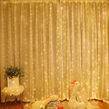 1 Stück USB Vorhang Lichterkette, 8 Beleuchtungsmodi, warm/weiß/farbwechselnd, mit Fernbedienung, geeignet für Zuhause, Schlafzimmer, Weihnachtsbaum, Halloween, Erntedankfest, Hochzeitsfeier, Innendekor, Weihnachtsgeschenk