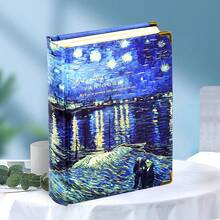 1Pc, 256Pages,Van Gogh Hardcover Colour Notebook, Stamped Hardcover Handbook, Multi-Style Planner, Diy Sticker Book, Horizontal Line/Grid Page Scrapbook, Kraft Paper Journal, Back To School - A5 - View 15