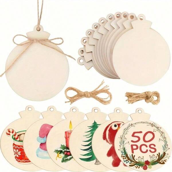 Set de 10 piezas de adornos navideños de madera, rebanadas de madera para manualidades DIY, decoración del hogar y regalos, adornos para el árbol de Navidad