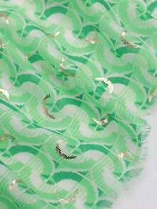 1pc Women's Lightweight Foil Geometric & Leopard Print Pattern Scarf, Summer Shawl - Multicolor - View 2