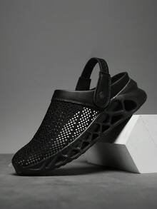 Pantuflas cómodas para hombres - Pantuflas EVA antideslizantes, diseño cerrado cómodo, adecuadas para todas las estaciones - Negro - Ver 4