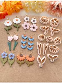 Bohemian Floral Clay Cutters Mold Spring Hollow Flower Leaf Polymer Clay Cutter For Jewelry Making DIY Crafting Kit Tools