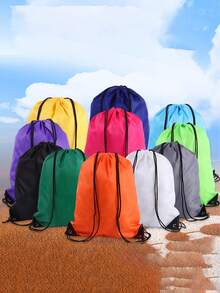 1pc Waterproof Lightweight Drawstring Bag, Large Capacity Backpack, Outdoor Sports Backpack For Cycling Walking Running, Simple Casual Solid Color Backpack For Men And Women - Multicolor - View 1