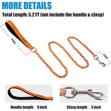 Dog Leash Chew Proof, Chain Leash Anti Chew Dog Leash For Large Dogs Heavy Duty, Indestructible Metal Leash Anti Bite Chain Link With Woven Cord Soft Padded Handle (Orange, 5FT) - 橘色 - 查看 3