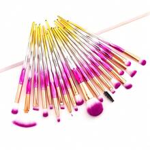 20pcs Diamond Makeup Brushes Set Glitter Eye Shadow Eyeliner Eyebrow Lip Nose Foundation Powder Makeup Brushes Sets Cosmetic Tools For Daily Makeup Or Christmas Gift Multicolor - Yellow - View 2