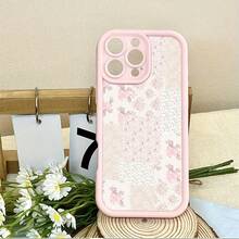 Pink Floral Patchwork Fabric Design Cute Bows  Black Phone Case For IPhone X/XS/11/12/13/14/15/16 Pro - Sleek & Durable Cover For Cool Guys & Girls, Anti-Scratch With Full Camera Protection - Perfect Unisex Gift, Stylish & Durable - Ideal Gift For Boyfriend/Girlfriend - Hồng - Xem 3