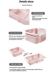 Scatola di stoccaggio regolabile stile cassetto per frigorifero, scaffale organizzatore da cucina per frigorifero, contenitore di stoccaggio portatile con fori divisori, comodo per frigorifero, armadietto da cucina e piano di lavoro, adatto per conservare piccoli frutti e verdure