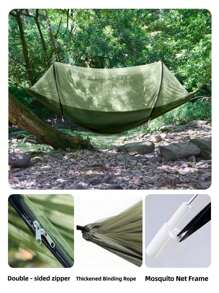 86.6 Inch X 39.4 Inch Single-Person Outdoor Hammock, Automatically Unfolds Quickly, Lightweight And Foldable For Easy Carrying, Includes Mosquito Net, Camping Poles, Anti-Tip Nylon Swing Chair, Suitable For Outdoor Backpacking, Beach, Backyard, Patio And Hiking