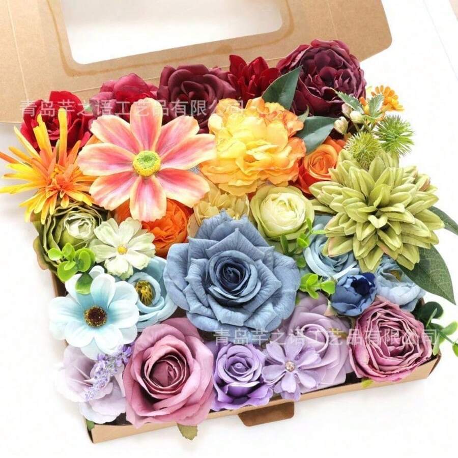 Artificial Flowers Fake Flowers And Fake Green Leaves Combo Box Set For ...