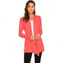 Newchoice Womens Casual Lightweight Long Sleeve Cardigan Soft Drape Open Front Fall Dusters (S-3XL) - Coral Pink - View 1