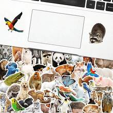 50/100pcs Mixed Realistic Animal Stickers, Cartoon Forest & Grassland Cute Small Animal Stickers For Luggage, Water Bottle, Skateboard, Graffiti,School Supplies,Back To School - Multicolor - View 8