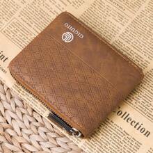 Men's Short Wallet, Fashion Plaid Embossed Soft Wallet, Horizontal Zipper Wallet, Coin Pouch, Large Capacity Multi-Card Slot, Can Hold Large Bills, Zipper Coin Pocket, Credit Card, Bank Card, ID, Photo Slot, Business Casual Style, Perfect Birthday Gift For Men Or Partner, Suitable For Fashion, Retro Style, Graduation Gift