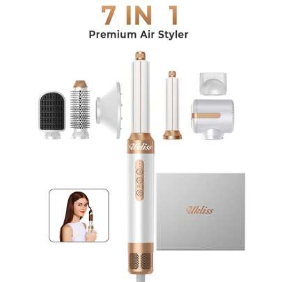 UKLISS เครื่องจัดแต่งทรงผม 7 ใน 1 - ลมร้อนเป่าผมไวพร้อมด้วยเครื่องจัดแต่งทรงตรง และแท่งม้วนผม เพื่อสร้างลุคทรงสวยระดับซาลอน ด้วยความง่ายดาย
