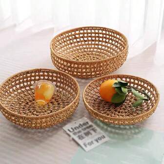 1 pieza Cesta tejida para pan/pastelería de 8.66/9.84/11.02 pulgadas, Contenedor de mimbre hecho a mano para bollos/galletas, Canasta de almacenamiento para decoración de sala de estar y papelería