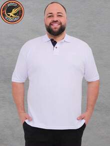 Men's Piquet Collar Polo Shirt Plus Size G1 G2 G3 Polo Classica Elegante - 白色 - 查看 1