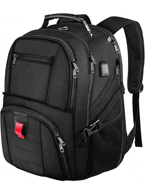 Travel Backpack, Extra Large 50L Laptop Backpacks For Men Women, Water Resistant College Backpacks Airline Approved Business Work Bag With USB Charging Port Fits 17 Inch Computer, Black
