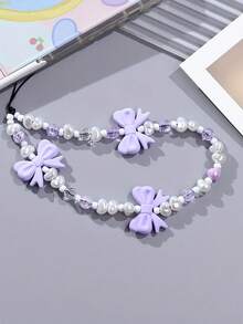 1 pieza Colgante de teléfono con lazo de cuentas multicolor, decoración de perlas hecha a mano, apto para fundas de teléfono y decoración de bolsos - Multicolor - Ver 3