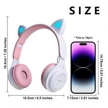 New Cat Ear Wireless Headphones, Gradient Color Cute Headband Earphones With Micro SD Card Slot, Foldable Mini Macaron, Valentine's Day, Christmas, New Year Gift For Women