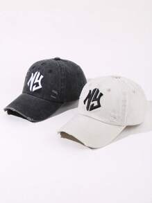 1/2pcs NY Embroidered Baseball Cap, Adjustable Outdoor UV Protection Casual Hat Suitable For Spring, Autumn, Travel, Beach, Holiday, Unisex Y2K Style Cap Halloween