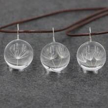 1 Stück elegante Löwenzahn Echte Blume Dekorativ Glas Kugel Anhänger Halskette, minimalistischer modischer Alltagsschmuck für Frauen